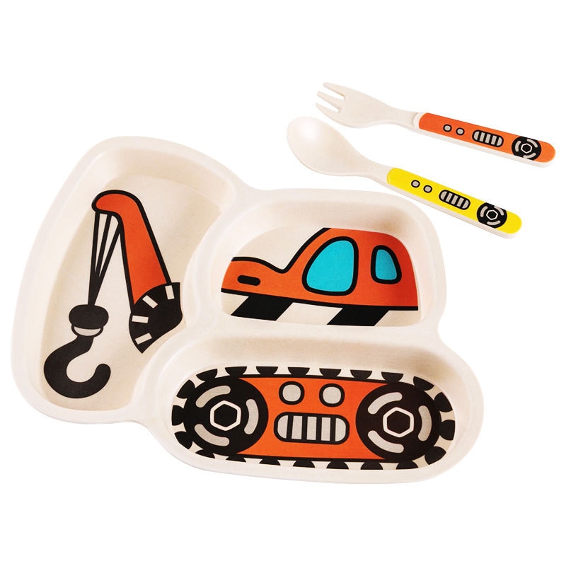 Childrens Plate Set Cartoon Car Design